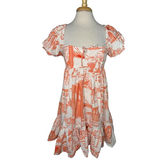Urban Outfitters Dresses & Skirts - URBAN OUTFITTERS Wonderland Coral Babydoll Tieback Dress Puff Sleeve Size Large